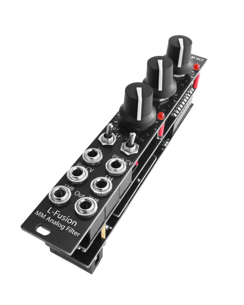 Compact analog VCF Eurorack filter module with LP, HP and BP options Compact analog VCF Eurorack filter module with LP, HP and BP options