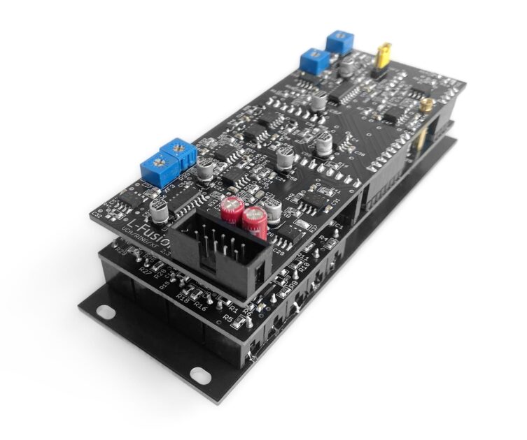 Advanced Quad VCA back side with trimmers for each channel Advanced Quad VCA back side with trimmers for each channel