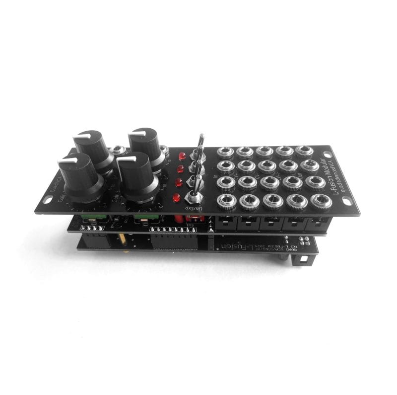 Modular Crossfader Quad VCA with voltage controlled crossfaders and ring modulators