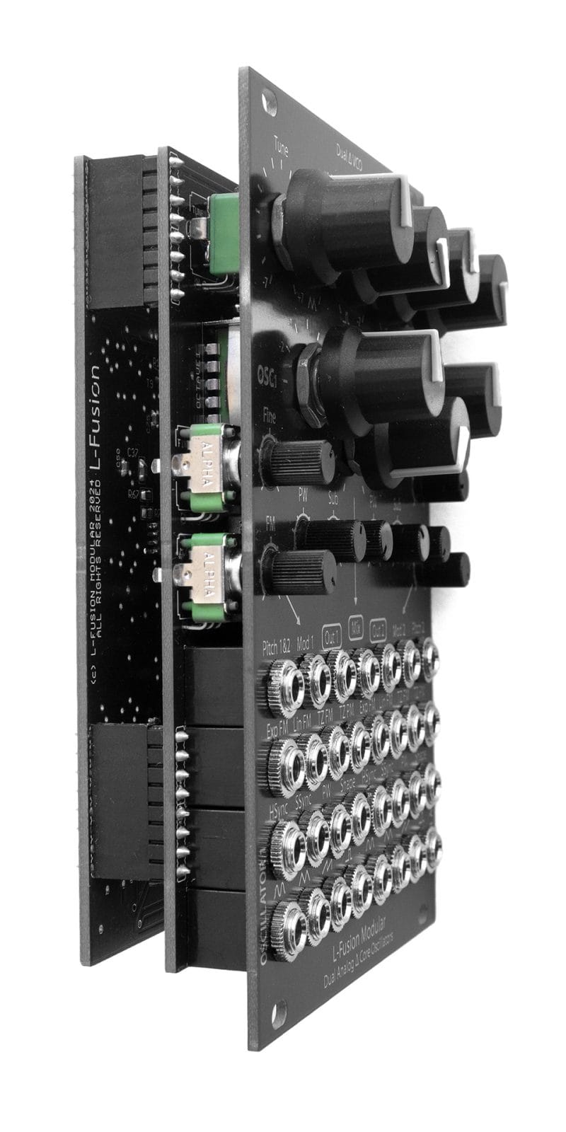 View from side of our dual VCO Eurorack module View from side of our dual VCO Eurorack module